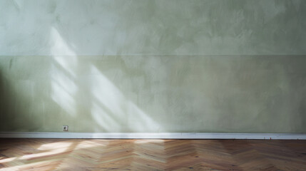 Empty wall painted green. Minimalism style. Copy space.