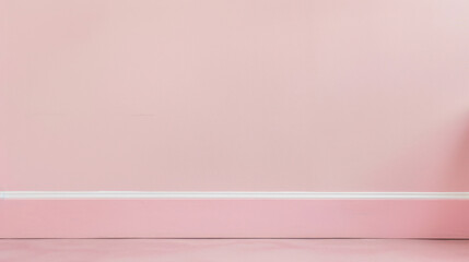 Empty painted pink wall in apartment. Minimalism style. Copy space.