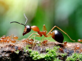 Ant closeup, in tropical rainforest jungle habitat