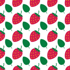 Strawberries seamless pattern. Summer berry vector background.  Vector template for textile, fabric, wallpaper, wrapping paper, etc.
