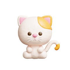 3D cute cat, Cartoon animal character, 3D rendering.