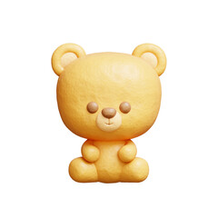 3D cute bear, Cartoon animal character, 3D rendering.