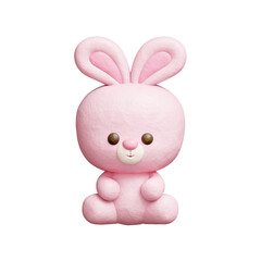 3D cute rabbit, Cartoon animal character, 3D rendering.
