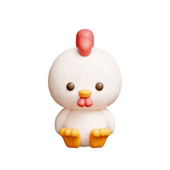 3D cute chicken, Cartoon animal character, 3D rendering.