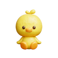 3D cute duck, Cartoon animal character, 3D rendering.