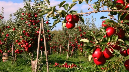 Abundant Apple Orchard in Full Bloom