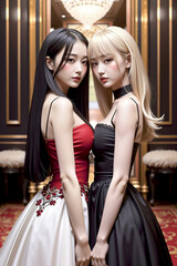 黒髪と金髪の二人の美少女