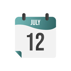 July month calendar on transparent background, work schedule