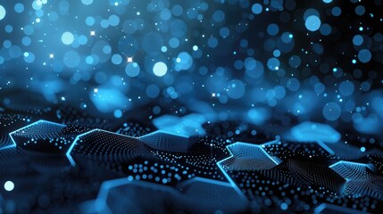 Abstract Blue Network Background with Digital Particles