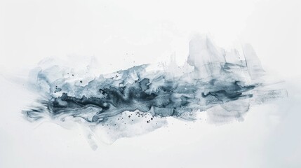 Abstract Blue and Black Watercolor Swirl on White Background