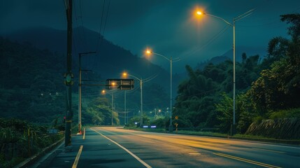 Fototapeta na wymiar The tranquil,romantic and beautiful street light at scenic night in Taiwan Provincial Highway