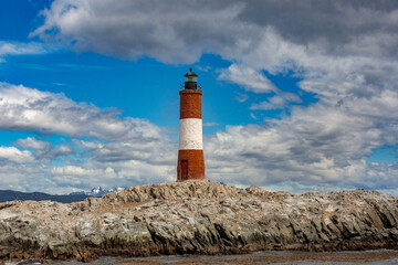 Lighthouse under a cloudy sky