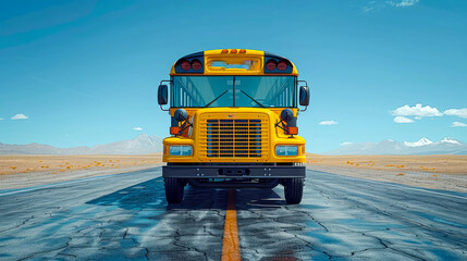 School bus on the road to school