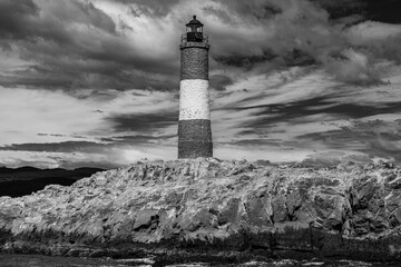 Lighthouse under a cloudy sky
