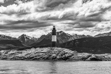 Lighthouse under a cloudy sky