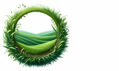 Green grass sprouts on white background llustration grass cartoon low poly , generative AI