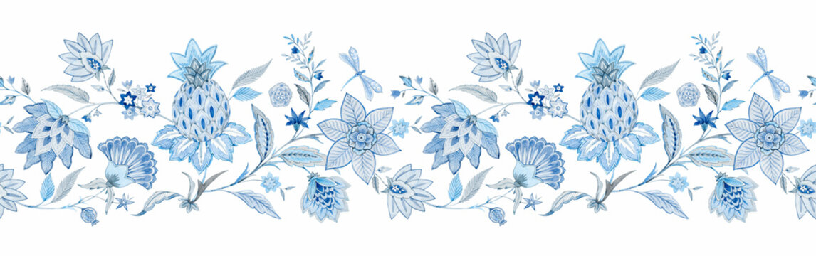 Beautiful traditional seamless pattern. Digital trending texture illustration and flowers for background design beautiful textured effects floral art textile print stock illustration.