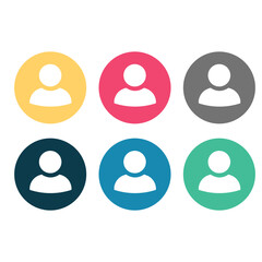 Set user avatar icon, button, profile symbol, flat person icon