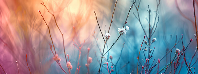 spring colorful background with twigs and budding buds - obrazy, fototapety, plakaty
