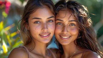 Fototapeta premium Portrait of two South Asian friends