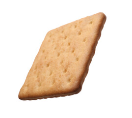 Tasty dry square cracker isolated on white