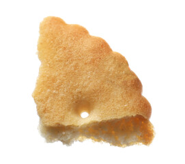Piece of tasty cracker isolated on white