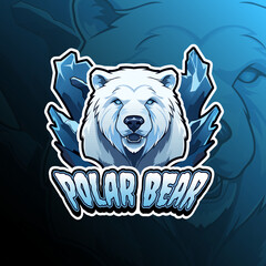 Polar bear mascot logo design vector for badge, emblem, esport and t-shirt printing. Editable text