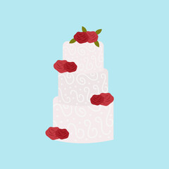 Flat Illustration Of Wedding Cake