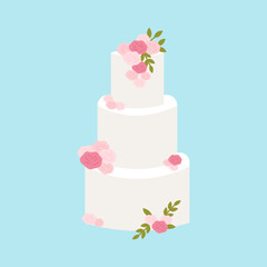 Flat Illustration Of Wedding Cake