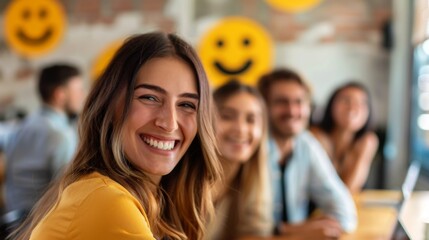 Group of People Smiling at Table