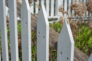 Fototapeta na wymiar white picket fence