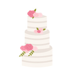 Flat Illustration Of Wedding Cake