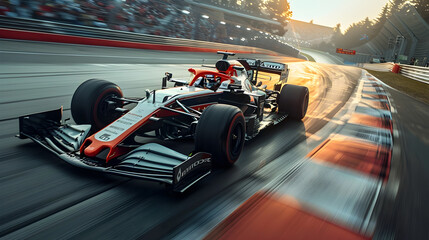 High Speed Hairpin Turn on Race Track Captured in Motorsport Action Photography