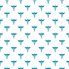 Caduceus snake medical symbol icon isolated seamless pattern on white background