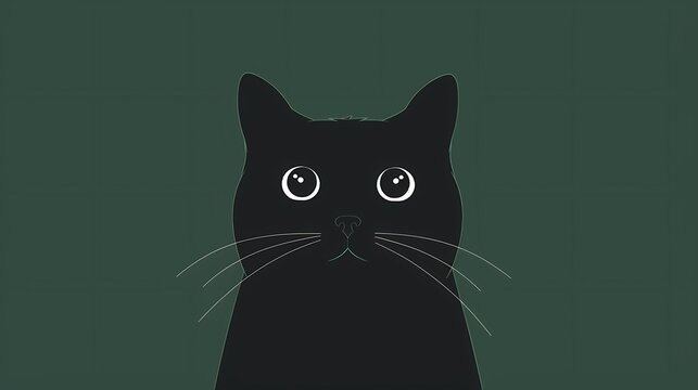 Green background cartoon black kitten illustration poster background