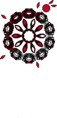 Tattoo design. Red pattern, bunny, abstract drawing