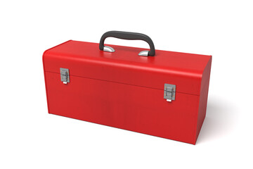Red toolbox closed on white background