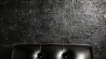 modern black leather furniture against a textured monochrome backdrop