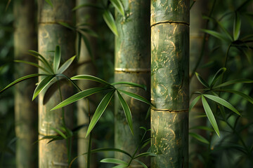 Bambusstämme in einem Bambuswald, Natur, Dschungel, erstellt mit generativer KI