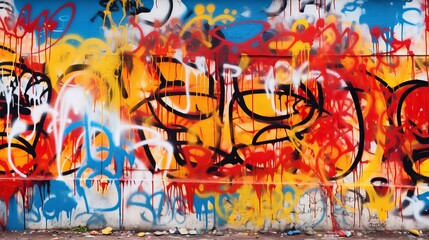Naklejka premium Wall adorned with graffiti artwork