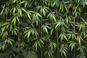 Bambusblätter, Bambus in einem Bambuswald, Natur, Dschungel, erstellt mit generativer KI