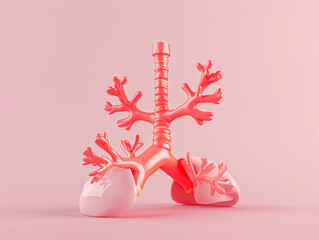 A pink and red lung with a pink stem