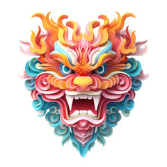 Fototapeta premium Vibrant Illustration of a Mythical Fire Lion with Vivid Colors, Showcasing Fantasy and Creativity.