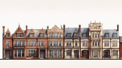 Fototapeta premium Brick row private houses. Residential architecture exterior. Generative AI