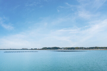 静岡県浜松市にある浜名湖で行われている海苔の養殖 - obrazy, fototapety, plakaty