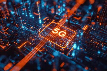 5g technology is key component of the future of the internet. - obrazy, fototapety, plakaty