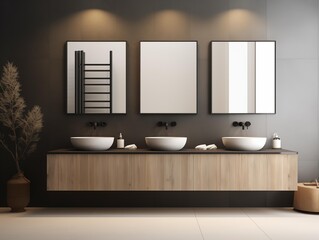 A Modern Bathroom with Dual Sinks Present-Day in a Residence
