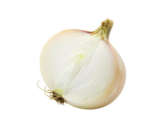Cut onion bulb isolated on transparent background
