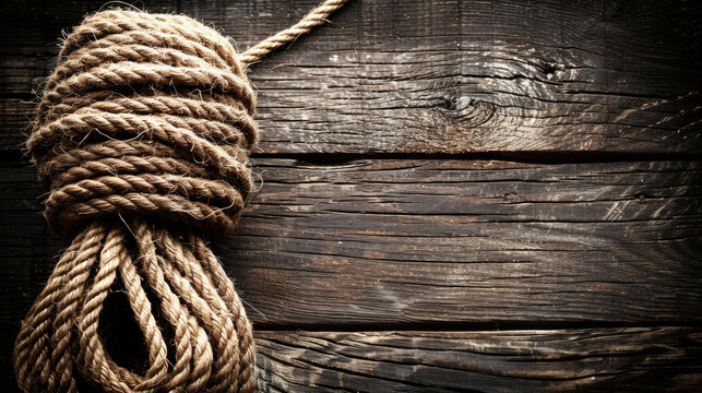A rope is tied to a wooden post