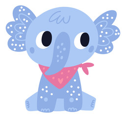 Baby elephant character. Cute scandinavian style animal